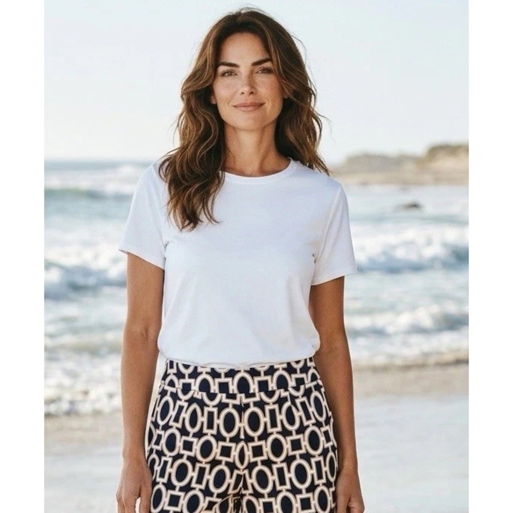 Crown & Ivy Women stretch Skort Skirt Geometric Print Red White blue Size 6
